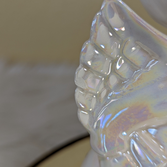 Vintage Studio Art Ceramic Kissing Angels Christmas Iridescent  Glaze 8in - Picture 4 of 8